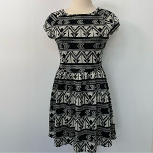 Closet Blue Black and Light Gray Dress Made in London Size 14 UK